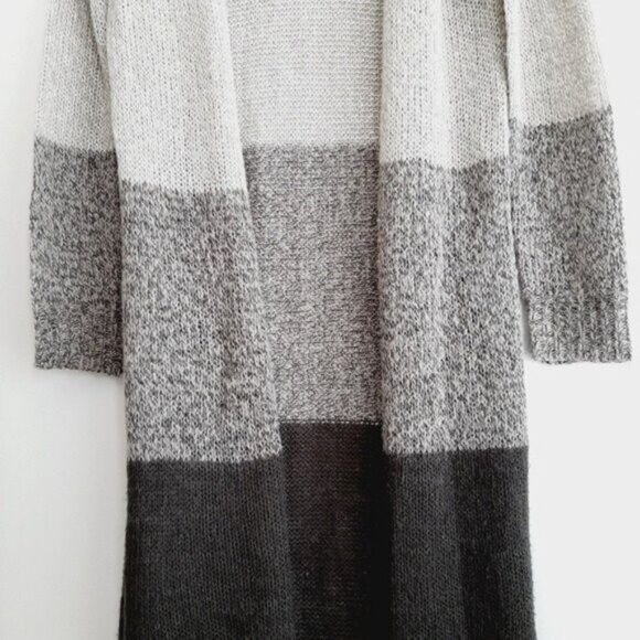 RD STYLE Long Cardigan Sweater Open Front Wide Stripe Sz M - Picture 3 of 10